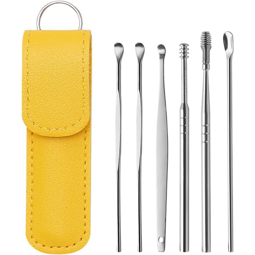 Ear Wax Cleaning Kit, 6 Pcs Ear Pick Tools, Wax Removal Kit, Ear Cleaning Tool Set, Spring Earwax Cleaner Tool for Children and Adult