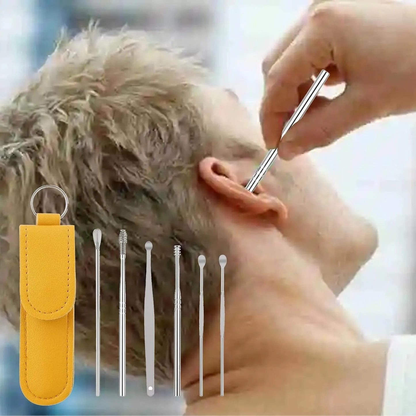 Ear Wax Cleaning Kit, 6 Pcs Ear Pick Tools, Wax Removal Kit, Ear Cleaning Tool Set, Spring Earwax Cleaner Tool for Children and Adult